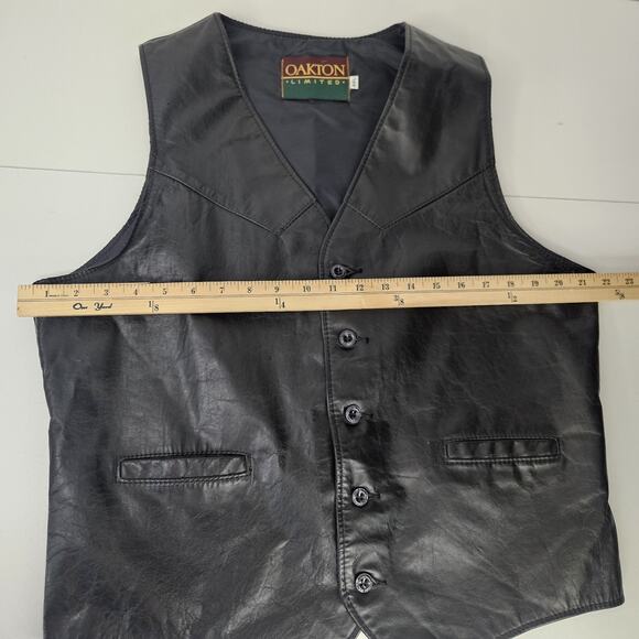 Oakton Limited 44" Tall LT Black Leather Vest Vintage Biker Motorcycle Vest - Picture 8 of 8
